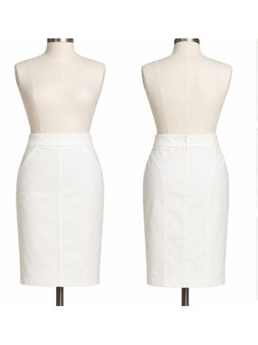 J.Crew The Pencil Skirt White White 100% Cotton Women’s Size 14 Classic Career